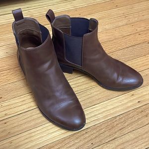 Brown leather boots